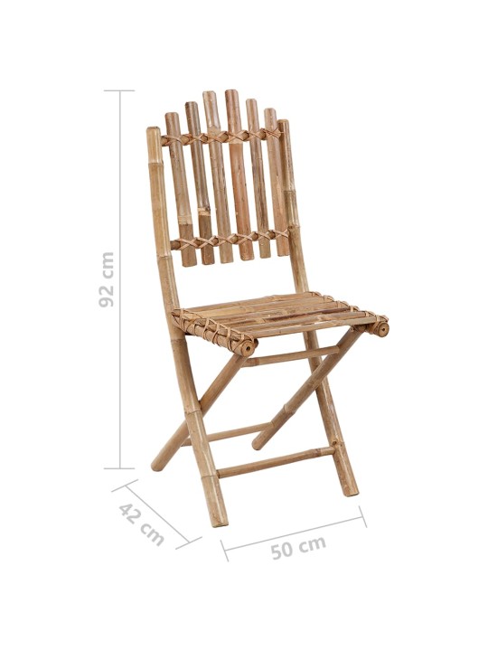 5dílný skládací zahradní jídelní set s poduškami bambus