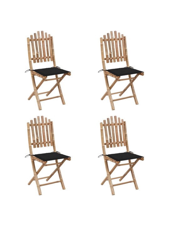 5dílný skládací zahradní jídelní set s poduškami bambus