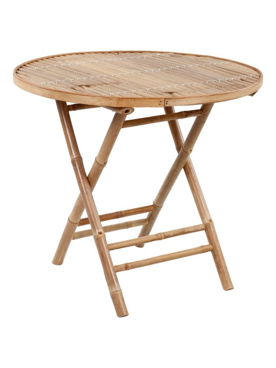 5dílný skládací zahradní jídelní set s poduškami bambus
