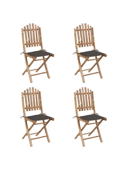 5dílný skládací zahradní jídelní set s poduškami bambus