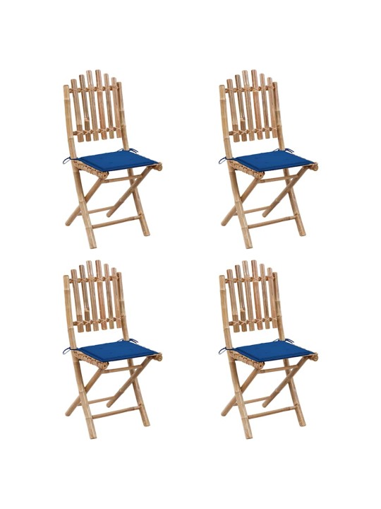 5dílný skládací zahradní jídelní set s poduškami bambus