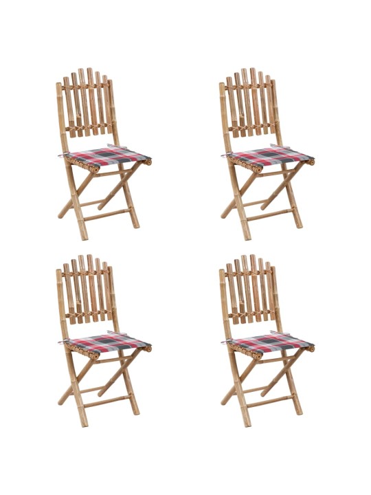 5dílný skládací zahradní jídelní set s poduškami bambus