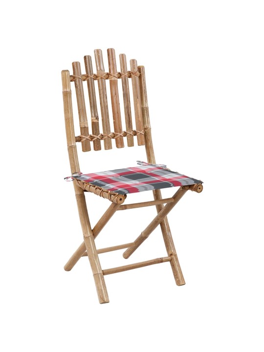 5dílný skládací zahradní jídelní set s poduškami bambus