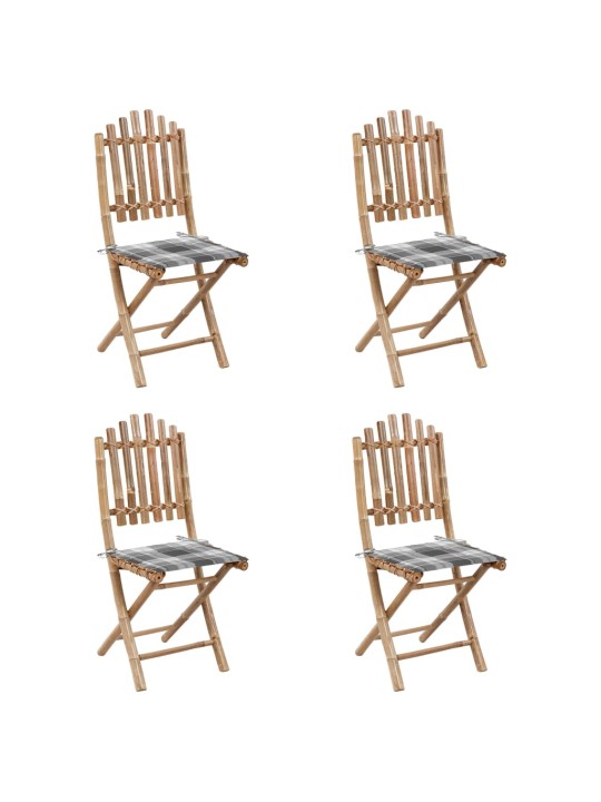 5dílný skládací zahradní jídelní set s poduškami bambus