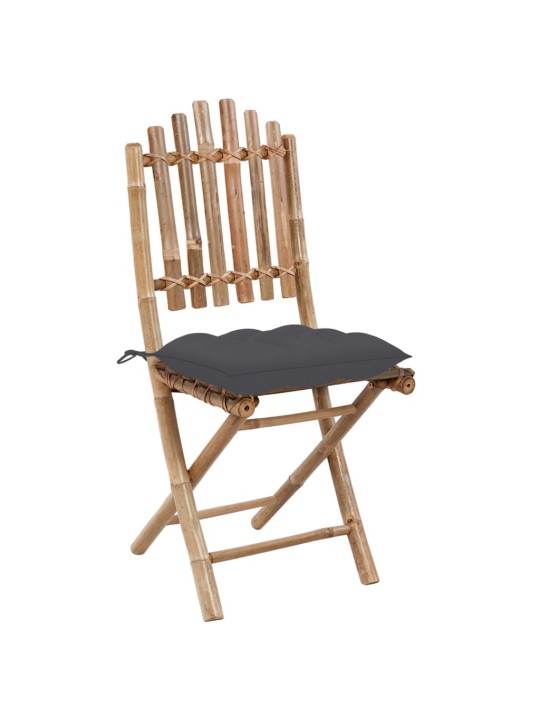 5dílný skládací zahradní jídelní set s poduškami bambus