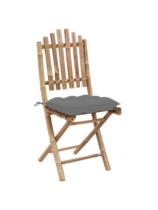 5dílný skládací zahradní jídelní set s poduškami bambus