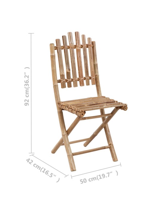 5dílný skládací zahradní jídelní set s poduškami bambus