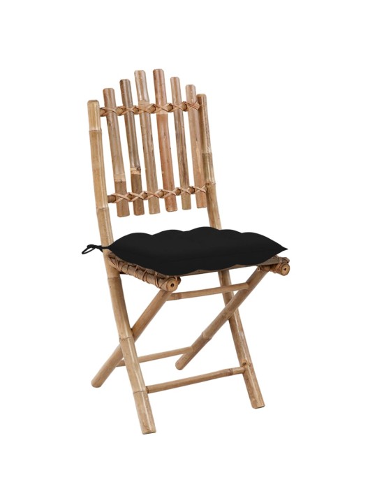 5dílný skládací zahradní jídelní set s poduškami bambus
