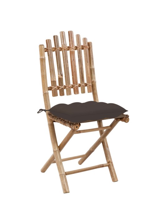 5dílný skládací zahradní jídelní set s poduškami bambus