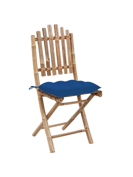 5dílný skládací zahradní jídelní set s poduškami bambus