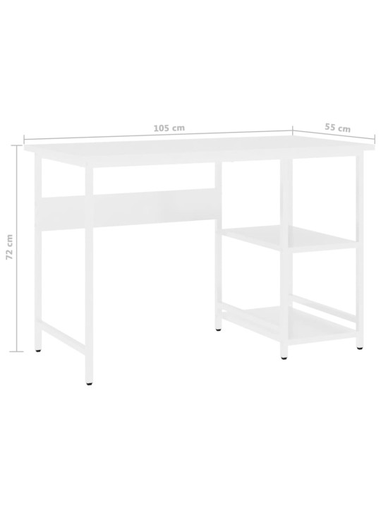 PC stůl bílý 105 x 55 x 72 cm MDF a kov