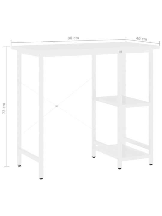 PC stůl bílý 80 x 40 x 72 cm MDF a kov