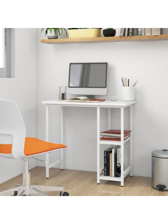 PC stůl bílý 80 x 40 x 72 cm MDF a kov