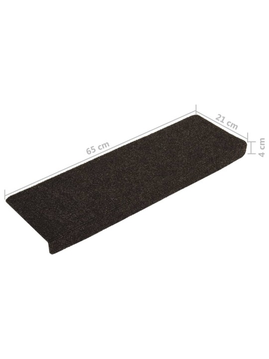 Nášlapy na schody 15 ks vpichované 65x21x4 cm tmavě hnědé