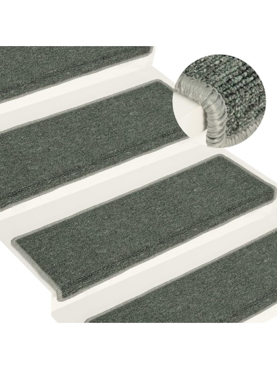 Kobercové nášlapy na schody 15 ks 65x21x4 cm zelené