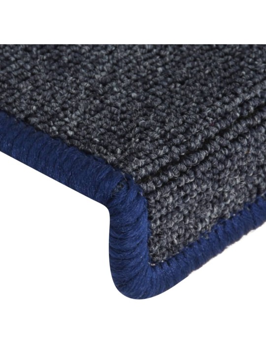 Kobercové nášlapy na schody 15 ks 65x21x4 cm šedé a modré