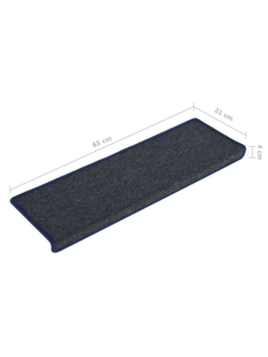 Kobercové nášlapy na schody 15 ks 65x21x4 cm šedé a modré