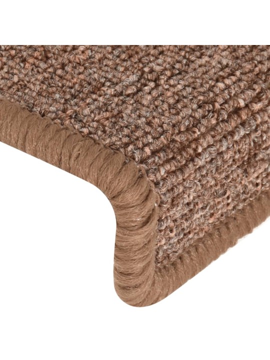 Kobercové nášlapy na schody 15 ks 65x21x4 cm hnědé