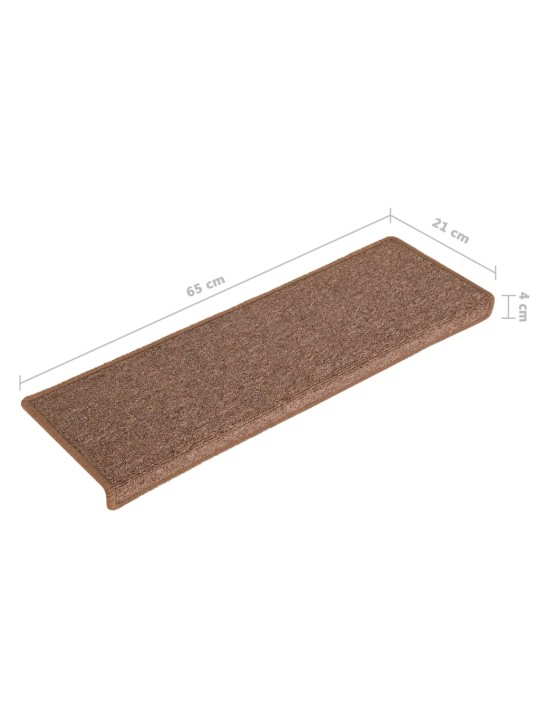 Kobercové nášlapy na schody 15 ks 65x21x4 cm hnědé