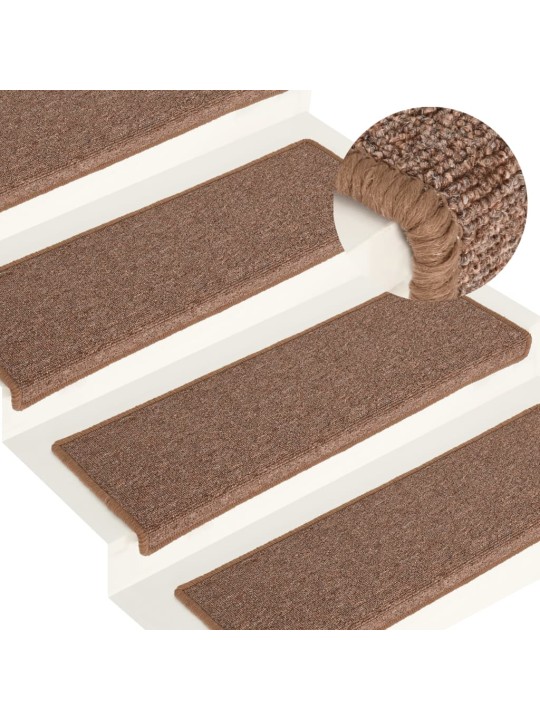 Kobercové nášlapy na schody 15 ks 65x21x4 cm hnědé