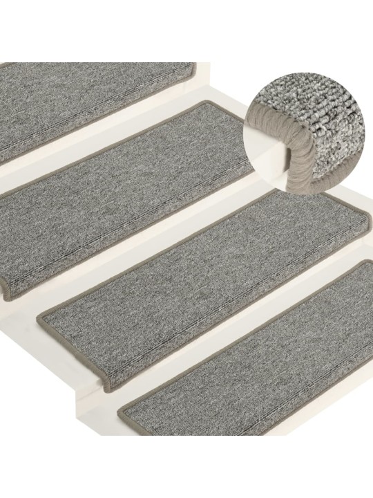 Kobercové nášlapy na schody 15 ks 65x21x4 cm bílé a šedé