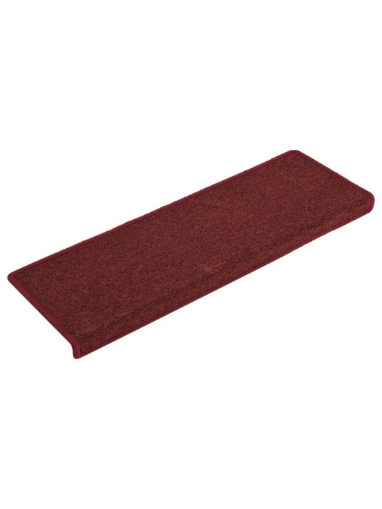 Kobercové nášlapy na schody 15 ks 65x21x4 cm matně červené