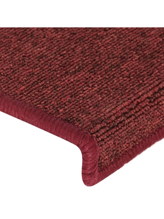Kobercové nášlapy na schody 15 ks 65x21x4 cm matně červené