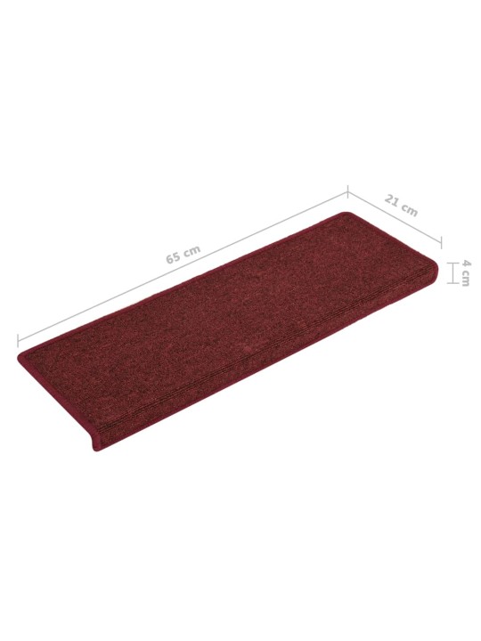 Kobercové nášlapy na schody 15 ks 65x21x4 cm matně červené