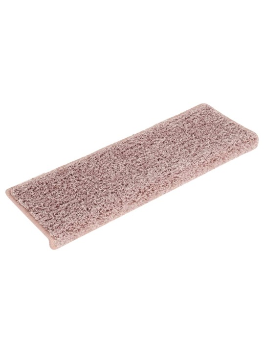 Kobercové nášlapy na schody 15 ks 65x21x4 cm bílé a růžové