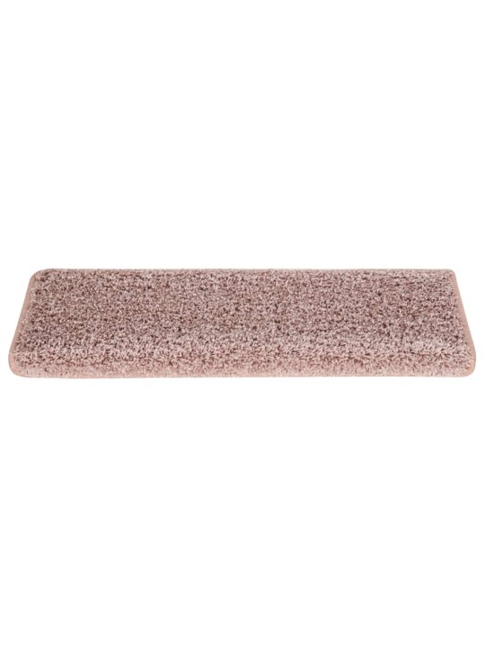 Kobercové nášlapy na schody 15 ks 65x21x4 cm bílé a růžové