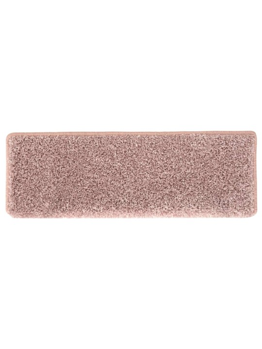 Kobercové nášlapy na schody 15 ks 65x21x4 cm bílé a růžové