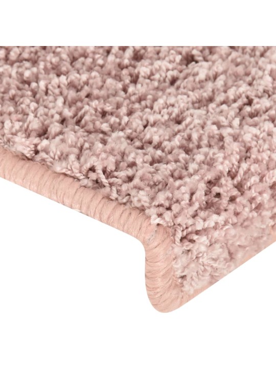 Kobercové nášlapy na schody 15 ks 65x21x4 cm bílé a růžové