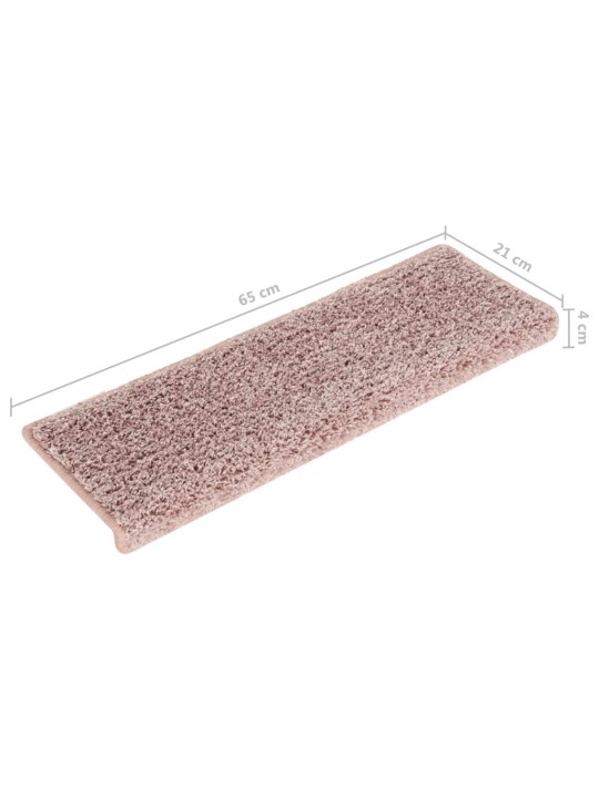 Kobercové nášlapy na schody 15 ks 65x21x4 cm bílé a růžové