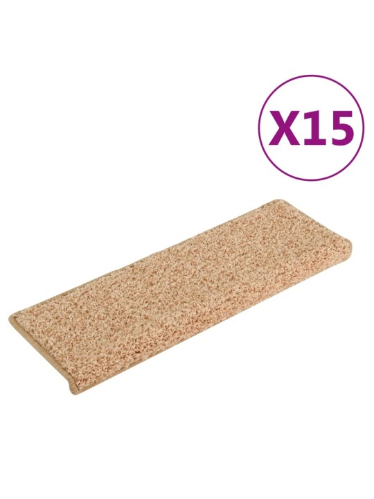 Kobercové nášlapy na schody 15 ks 65x21x4 cm zlaté