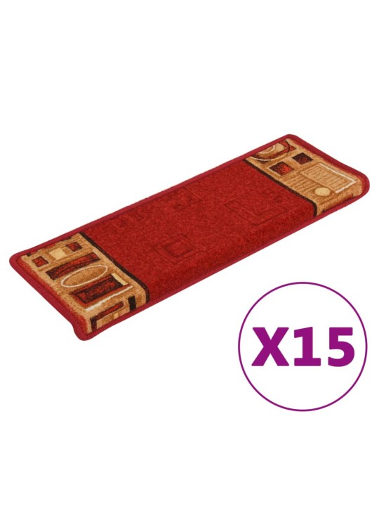 Samolepící nášlapy na schody 15 ks 65x21x4 cm červené