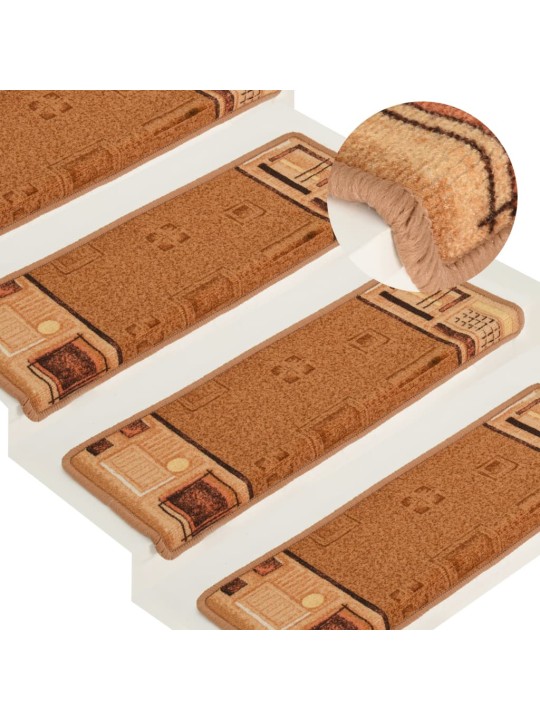 Samolepící nášlapy na schody 15 ks 65x21x4 cm béžové