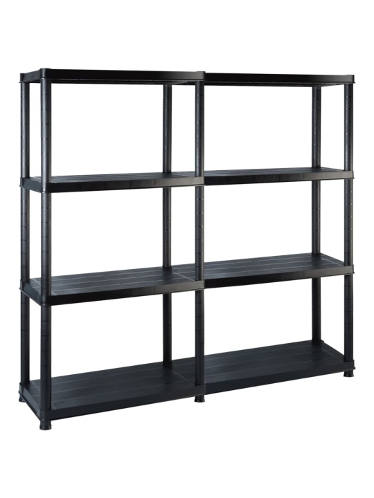 Úložný regál 4patrový černý 122 x 30,5 x 130 cm plast