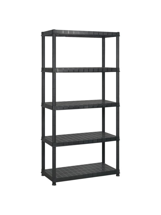 Úložný regál 5patrový černý 170 x 40 x 185 cm plast