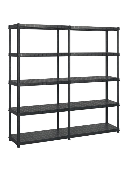 Úložný regál 5patrový černý 183 x 45,7 x 185 cm plast