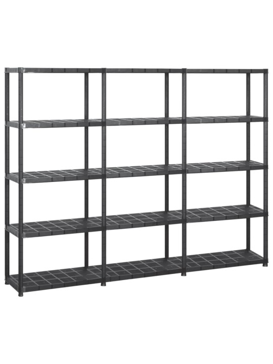 Úložný regál 5patrový černý 213 x 38 x 170 cm plast