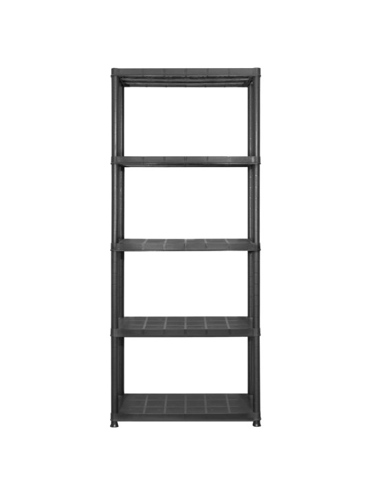 Úložný regál 5patrový černý 213 x 38 x 170 cm plast