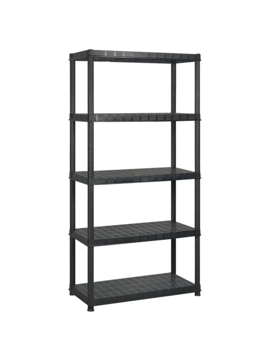 Úložný regál 5patrový černý 255 x 40 x 185 cm plast