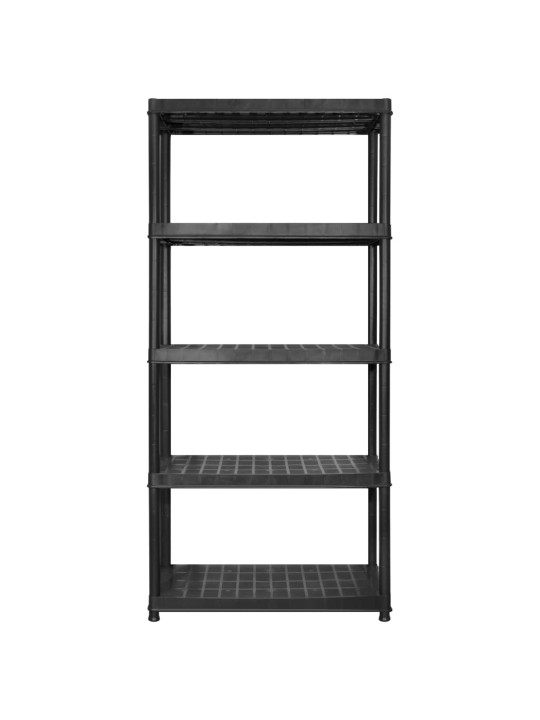Úložný regál 5patrový černý 255 x 40 x 185 cm plast