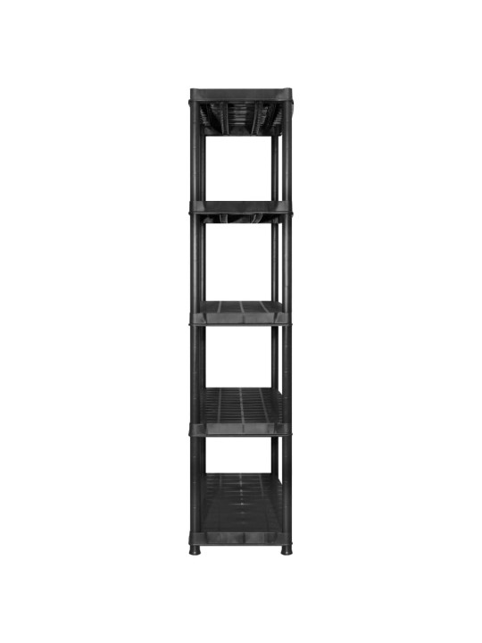 Úložný regál 5patrový černý 255 x 40 x 185 cm plast