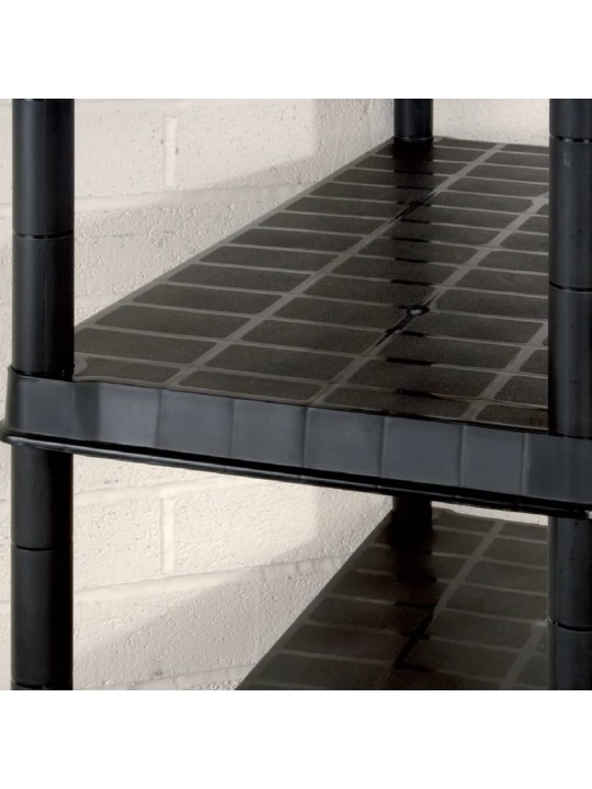 Úložný regál 5patrový černý 255 x 40 x 185 cm plast