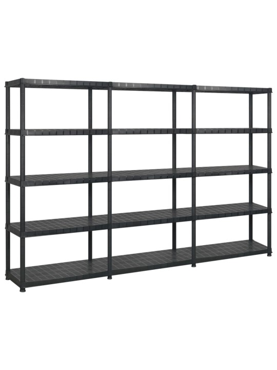 Úložný regál 5patrový černý 274,5 x 45,7 x 185 cm plast