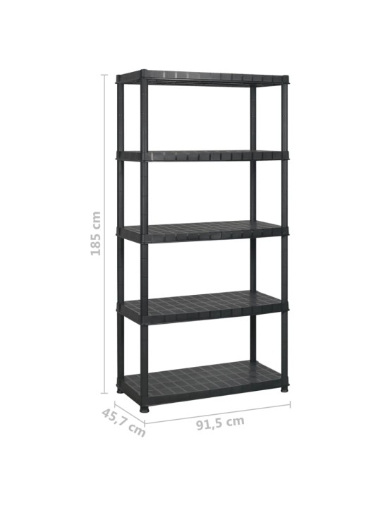 Úložný regál 5patrový černý 274,5 x 45,7 x 185 cm plast