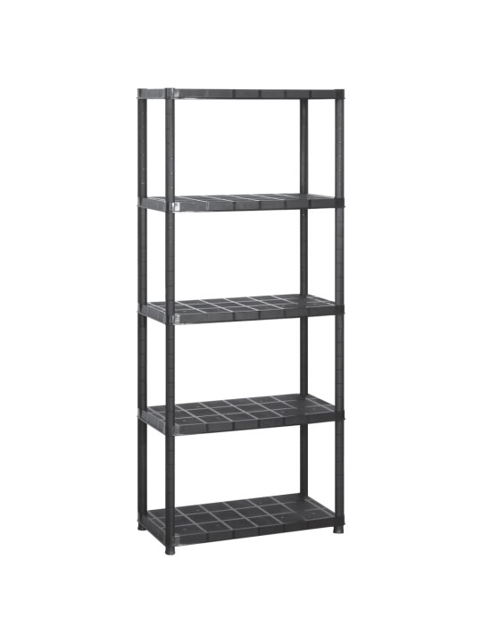 Úložný regál 5patrový černý 284 x 38 x 170 cm plast