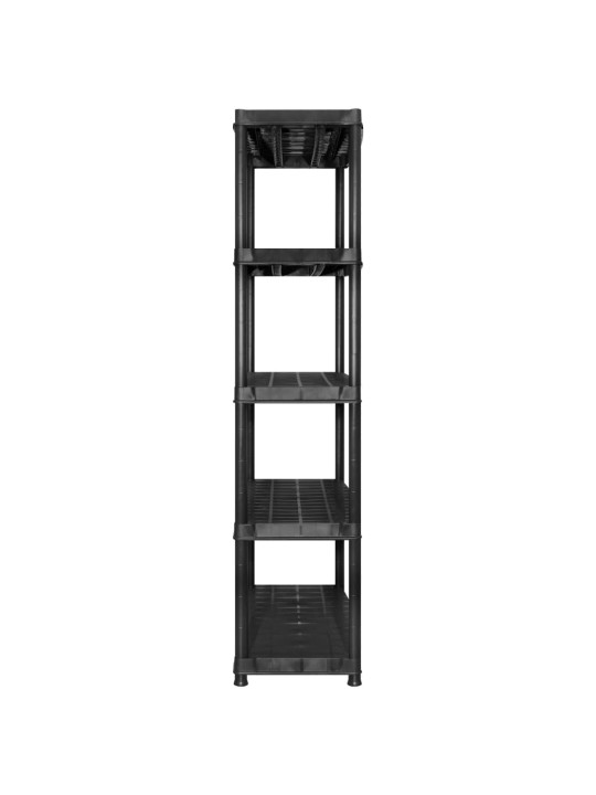 Úložný regál 5patrový černý 340 x 40 x 185 cm plast