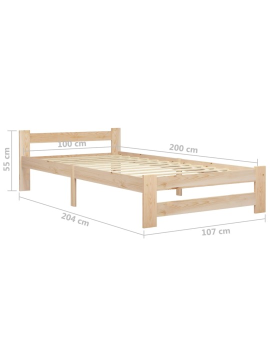 Rám postele masivní borové dřevo 100 x 200 cm